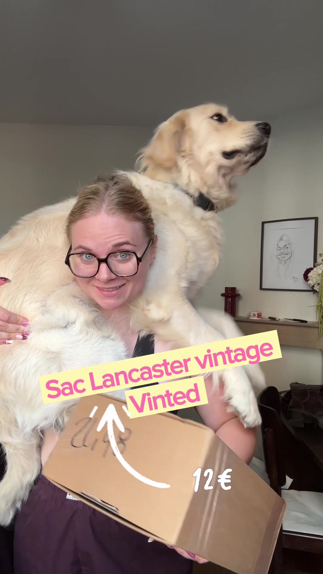 Vidéo UGC de Anaïs : Sac en cuir à reteindre, Vidéo TikTok : présentation d’un sac avec mon chien
