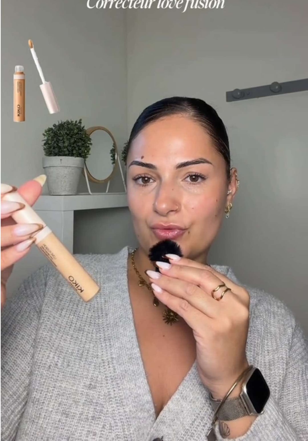 Vidéo UGC de Mélina : Correcteur anti-cernes, Vidéo TikTok : application et rendu face caméra