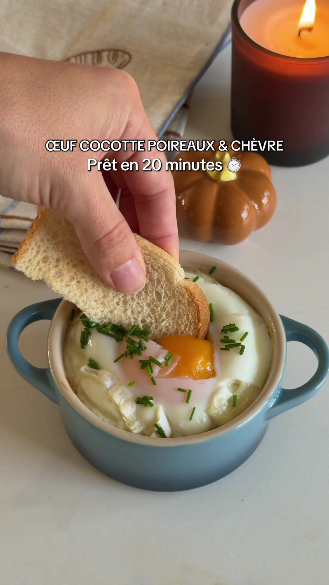 Vidéo UGC de Emeline : Œuf cocotte aux poireaux, Vidéo TikTok : recette pas à pas